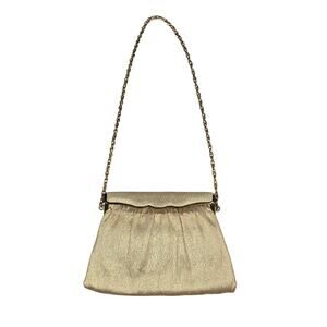 Andé Shoulder Bag Womens Small Gold Satin Glitter Chain Evening Purse Bag